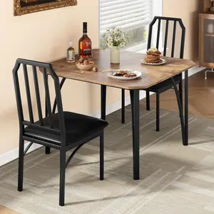 Small Dining Table for 2 with Ultra Comfortable PU Cushion, Small Table and Chairs Set of 2 Chairs for Home Kitchen, Apartment