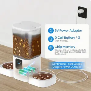 Automatic Cat Feeder 2 Cats with Slow Feed: Dual Automatic Dog Feeder with 5G WiFi, Cat Food Dispenser with APP Control for Multiple Pets, Detachable for Easy Clean, Double Pet Bowl - 29 Cup