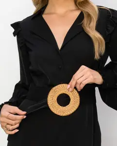 Women's Plain Long Sleeve Polyester Eva Belted Jumpsuit for All Seasons