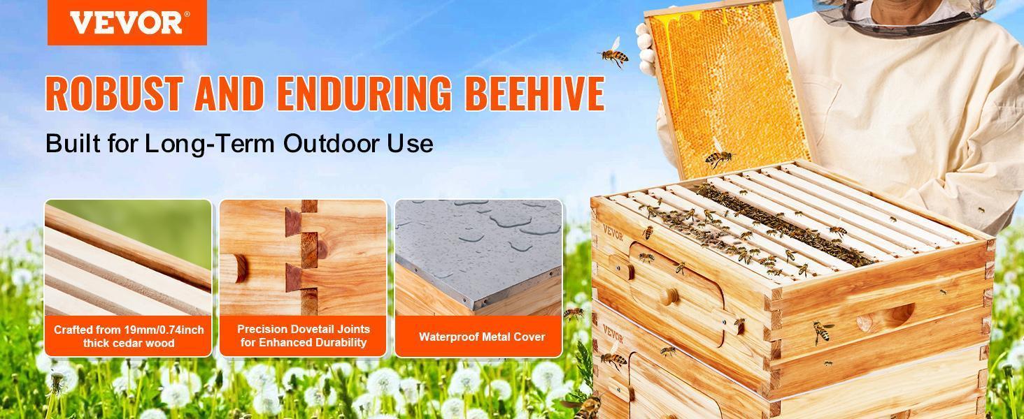 VEVOR Bee Hive 40 Frame Bee Hives Starter Kit, TikTokShopBlackFriday, Beeswax Coated Cedar Wood, 2 Deep + 2 Medium Bee Boxes Langstroth Beehive Kit, Transparent Acrylic Windows with Foundations for Beginners Pro Beekeepers VEVOR Bee Hive 40 Frame Bee Hives Starter Kit, TikTokShopBlackFriday, Beeswax Coated Cedar Wood, 2 Deep + 2 Medium Bee Boxes Langstroth Beehive Kit, Transparent Acrylic Windows with Foundations for Beginners Pro Beekeepers