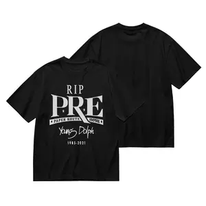 Men's Young Dolph Memorial Tribute Graphic T-Shirt, Heavyweight Pre-Shrunk Black Cotton Streetwear Tee with Commemorative Print Durable Easy-Wash Official Style Memorial Fan Apparel