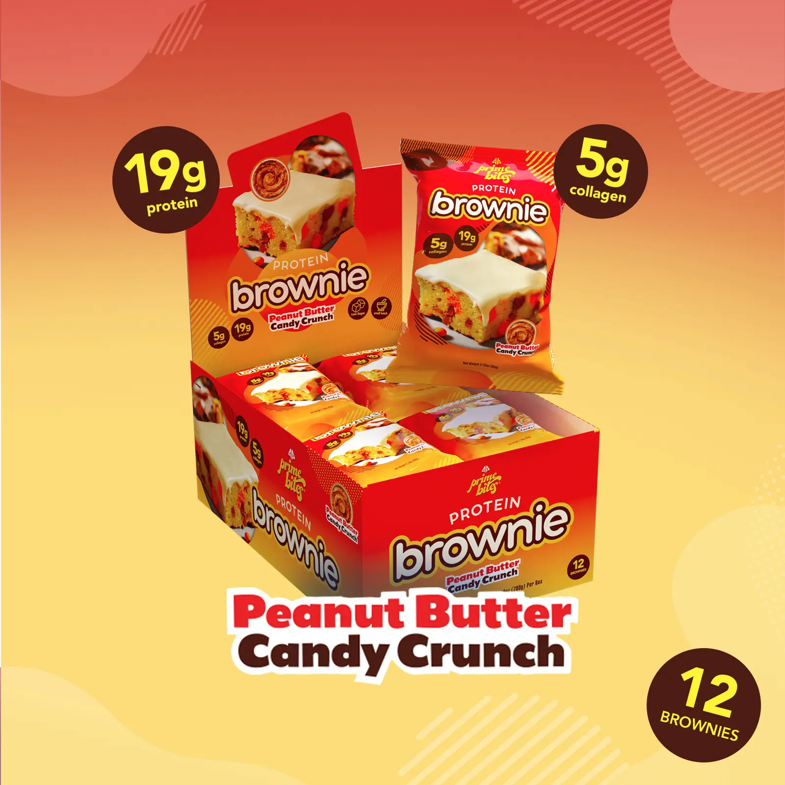 12 Pack - Peanut Butter Candy Crunch Prime Bites Protein Brownies