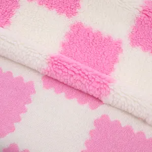 Biscuit Block Grid Lamb Wool Jacquard Fabric Autumn Winter Multi-color Knitted Particle Velvet Coat Fabric