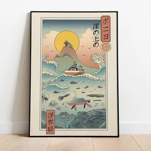 Studio Ghibli Art Print Spirited Away Poster, Ponyo Totoro Howls Moving Castle Posters Decor Photo