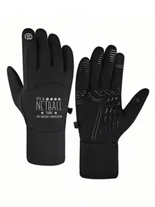 1pc with  It's a Netball Thing Slogan Floral winter gloves thermal gloves Touch Screen Flexible Design Winter Activities adult warm gloves Soft holiday gifts Cozy Stylish