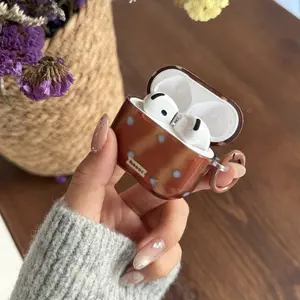Wave Stripe Dot Ring Earphone Case for Apple AirPods Pro 2/pro/4/3/2, Fashion Women's Simple Earphone Cover