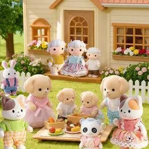 Forest Animal Family Doll Set, 4 Animals for Creative Role-Play, Random Outfit Styles, Ideal Holiday Easter Gifts