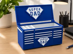 Father’s Day Mini Toolbox Pen Holder | Super Dad Desk Organizer | 3D Printed Gift for Dad