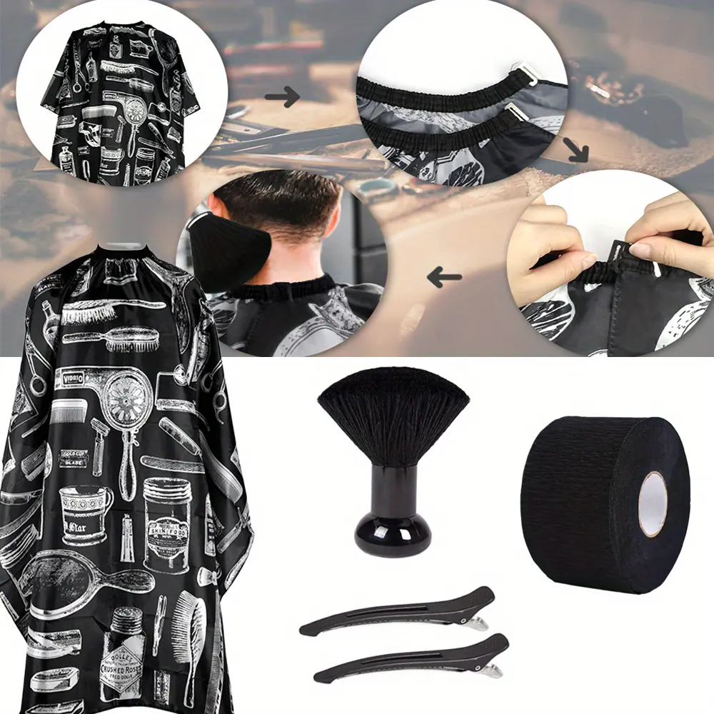 Hair Cutting Cape Barber Cape for Men Hair Cape for Haircuts Barber Cape for Hair Stylist with Adjustable Neck Size Neck Strips Neck Duster Set Barber Neck Strips for Hair Cutting