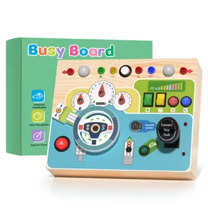 Busy Board for 1-3 Year Old- Wooden Sensory Toys -Fidget Activity Board for Toddlers Boys and Girls- Motor Skills Gifts for Children Kids