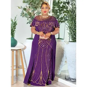 European and American cross-border foreign trade women's clothing, African plus-size dress, heavily beaded performance gown, fishtail evening dress