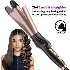 2 in 1 hair straightener and curling iron, temperature adjustable multifunctional hair tool, can straighten and curl hair, meet different styling needs, salon hair stylist professional styling tools curling wand, women's must-have, holiday gifts