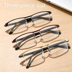 Blue Light Blocking Progressive Reading Glasses 3-Pack - Multifocus Readers for Computer & Reading - Metal Semi-Rimless - +100 to +400 - 3 Different Colors for Men Women