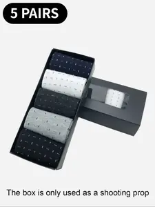 5 Pairs of Men's Geometric Pattern Socks Knit Fabric Business Casual Mid-Calf Polka Dot Design Socks Random Colors (No Gift Box) Fall Socks