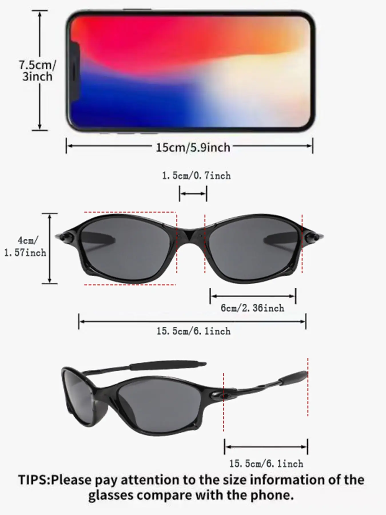 Men's Sporty Glasses, Trendy Casual Wraparound Frame Glasses for