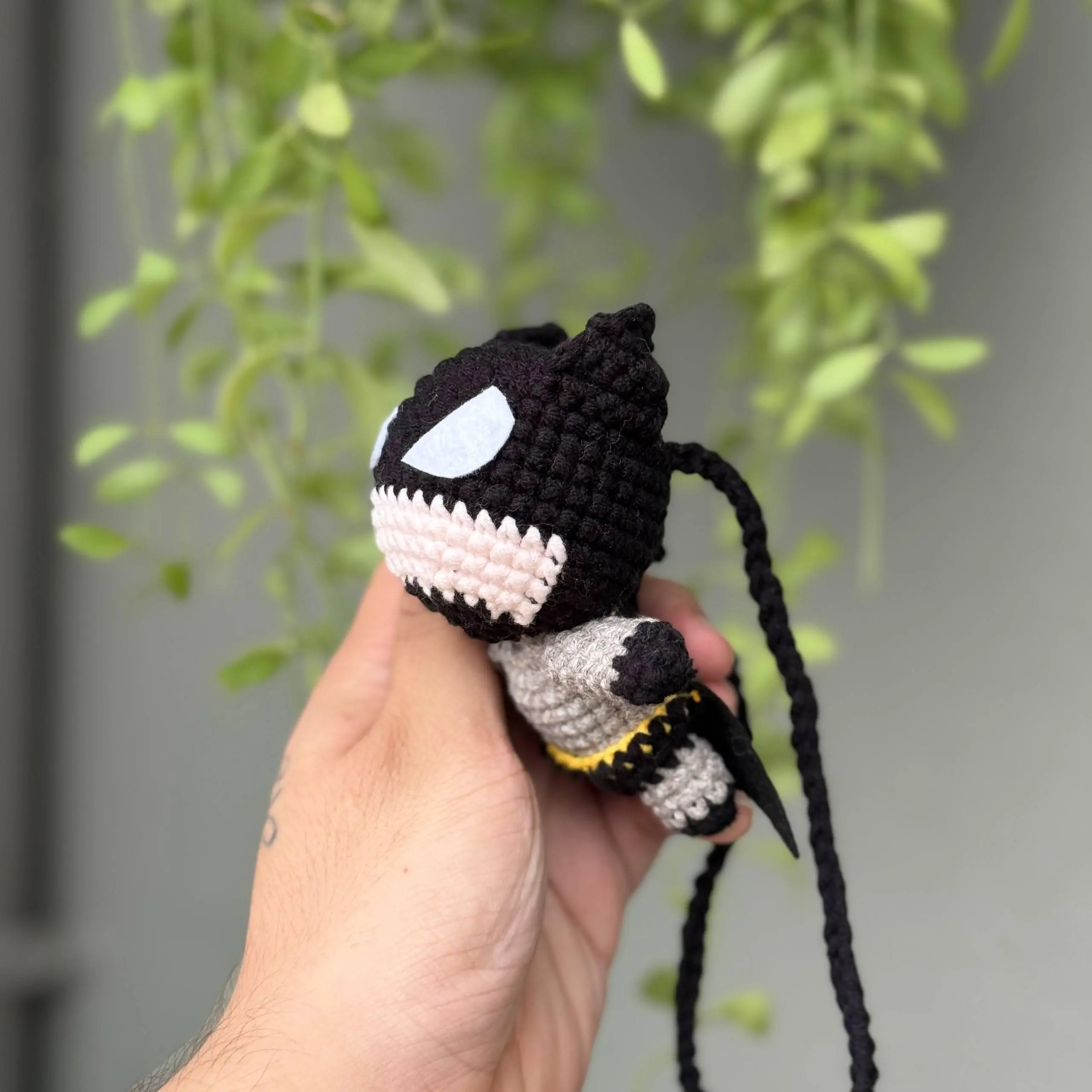 Batman Crochet Car Stuff, Personalized Gift for Hero Lovers, Handmade Amigurumi Mirror Charm, Cute New Car Gift for Him or Her
