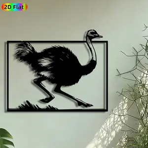1pc Running Ostrich Metal Wall Art, African Ostrich Statue Mural, Intricate Craftsmanship, Artistic Metalwork, Perfect for Housewarming, Safari Theme Party Decor, Perfect for Living Room Garden Fence Patio Wall Decor, Ideal Gift for Wildlife Enthusiasts.