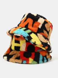 Women's Colorful Digital Print Beanie Hat, Casual Fashion Outdoor Travel Fleece Bucket Cap, Fall Winter Warm Knit Hat, Digital Printed Hat