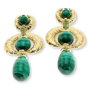 Rarities Fine Jewelry Rarities Gold-Plated Malachite and Tourmaline Statement Earrings