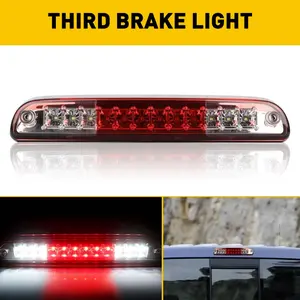 LED 3rd Brake Light For 99-16 Ford F250 F350 F-450 F-550 Super Duty 93-11 Ford Ranger, 01-05 Ford Explorer Sport Trac High Mount Stop Light Cargo Lamp (Chrome Housing Red Lens)