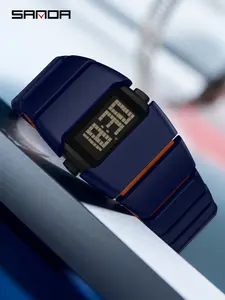 Sanda Vintage Men's Watch, Fashionable Watches, Special Shaped Trendy Tech Sense, Y2K Electronic Watch, Snooze Chronograph, Student Wristwatch, Waterproof Digital Watch