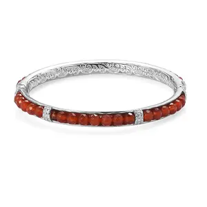Carnelian 17.50 ctw Bangle Bracelet in Stainless Steel 6.50 In Christmas Gifts