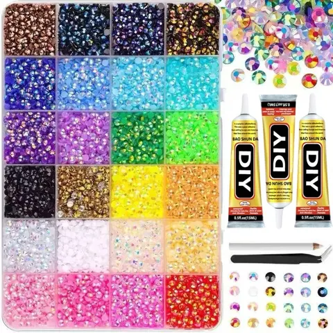 Bedazzling Kit Glitter Rhinestone DIY Metallic Set, 3mm Mixed Resin Crystals, Handmade Clothing & Nail Art Supplies, DIY Craft Essentials