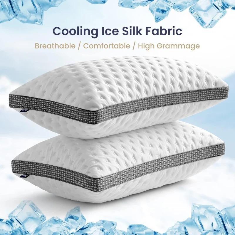 Overseas Stock Cooling Pillow Queen Size Set of 2 Cooling Gel Memory Foam Bed Pillow Medium Firm Pillow