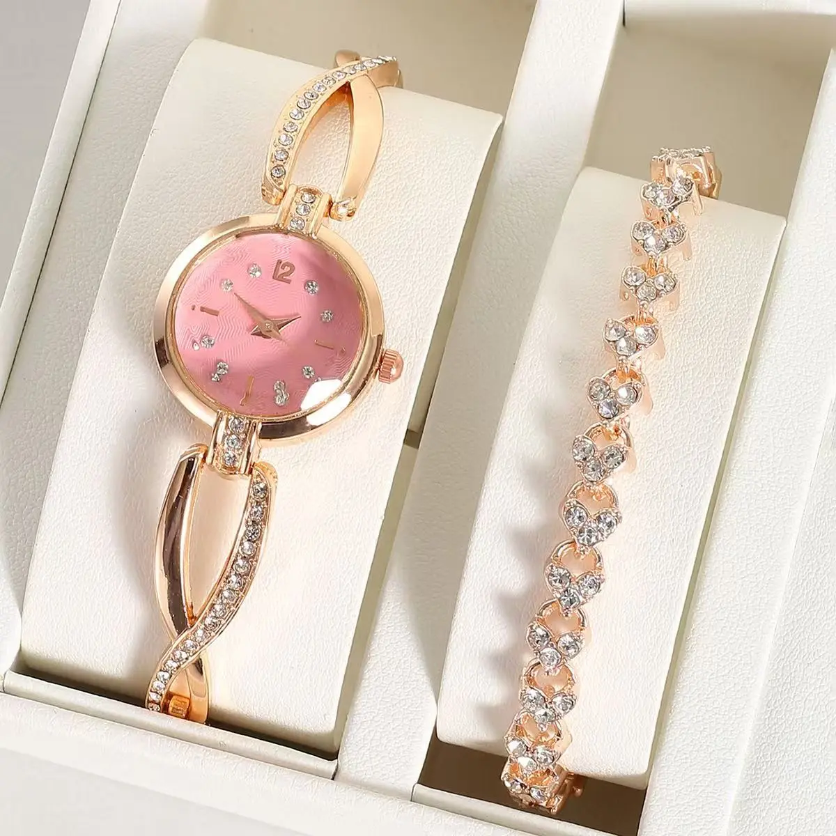 Women's watch bracelet set with small dial