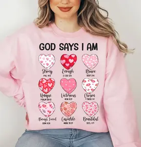 God Says I am Valentine Sweatshirt, Jesus Valentine Sweatshirt, Christian Valentine Sweatshirt, Heart Shirt, Valentine Bible Verse Shirt, Retro Valentine Shirt, God Valentine Sweatshirt, Love Shirt