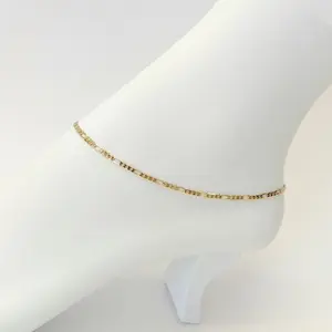 Fine ancklet fígaro 1.2 mm 10 pulgadas gold plated 14 k