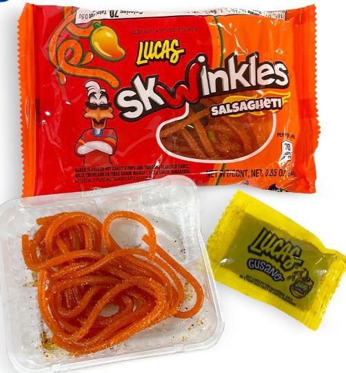 Lucas Salsagheti Flavor Mango with Gusanos Tamarind Flavor Sauce, 0.85 oz, 12 package box