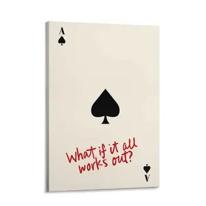 Trendy Ace of Spades Wall Art Print What If It All Works Out Canvas Painting for Living Room Bedroom Dorm Decor