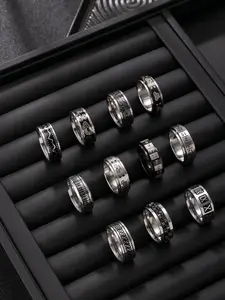 Men's Fashion Stainless Steel Rings Set, Stackable Rings, Hip Hop Punk Style, Casual Daily Commute Jewelry, Perfect Gift for Men, Random Styles