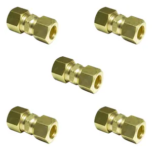 3/8" COMP x 3/8" COMP Brass Union Coupling (Lead Free) - 5 PACK