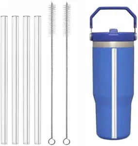 Replacement Straw Compatible with Stanley Iceflow 30oz Flip Tumbler, Reusable Clear Drinking Straws with Straw Cleaner Brush (Fit Iceflow Original Lid)