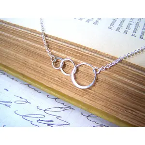 Triple Circle Sterling Silver Eternal Love Necklace / Gift for Her