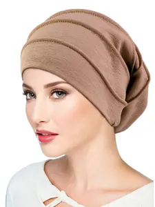 Women's Soft Polyester Turban Hijab, Elastic Muslim Headscarf, Knit Chemo Cap, Hand Washable