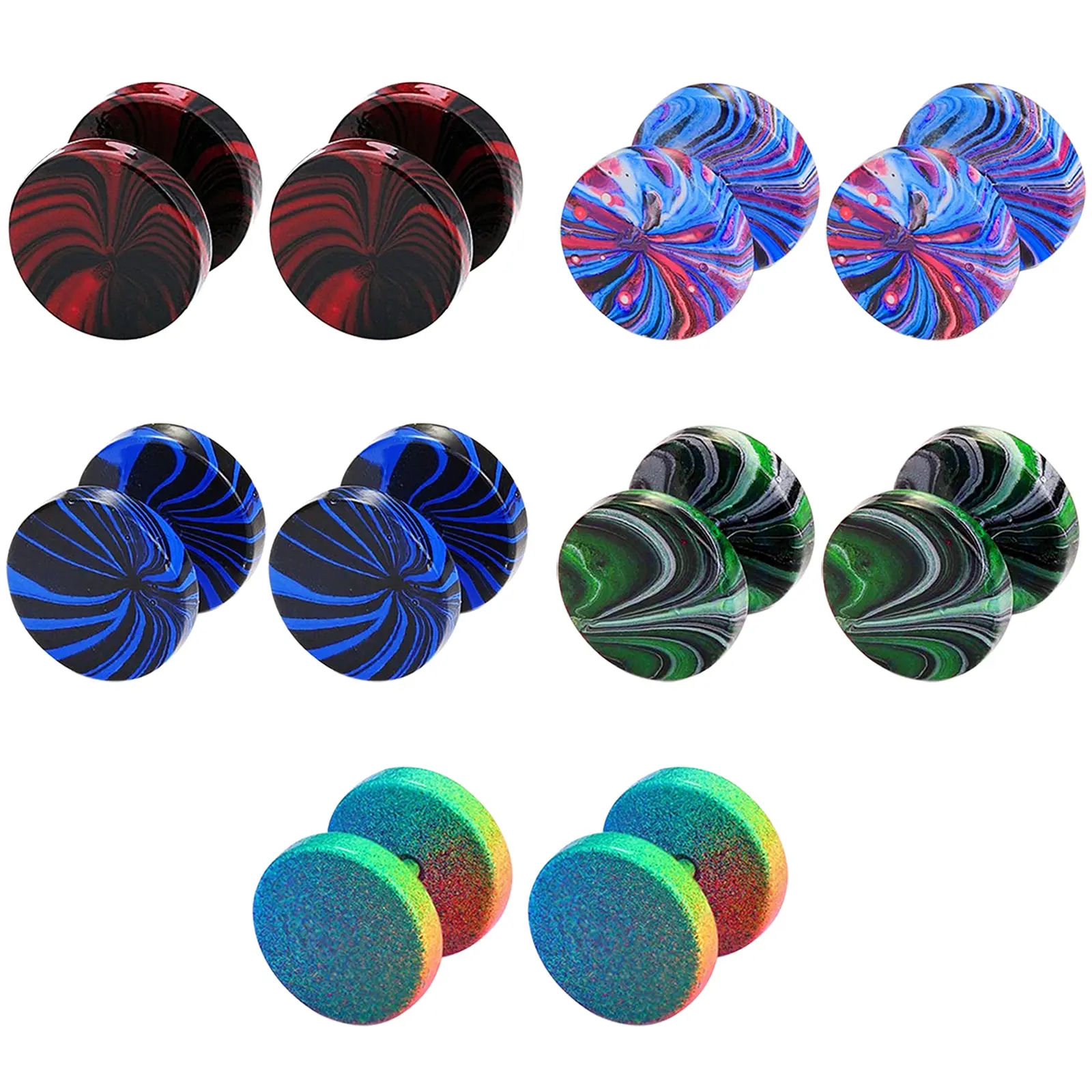 OIDEA 5-Pair Unisex Barbell Stud Earrings, Polished Stainless Steel 16G Wire Posts in Assorted Candy Colors for Men & Women, Unisex Names, Five Pairs
