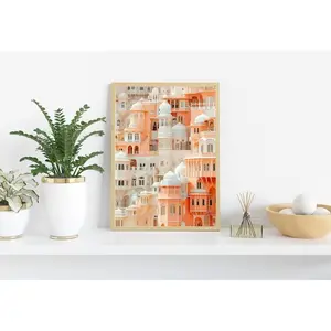 [Sale off up to 65%][Free Ship][No Frame] Indian Palace Wall Art, Jaipur Architecture Travel Poster, Living Room decor