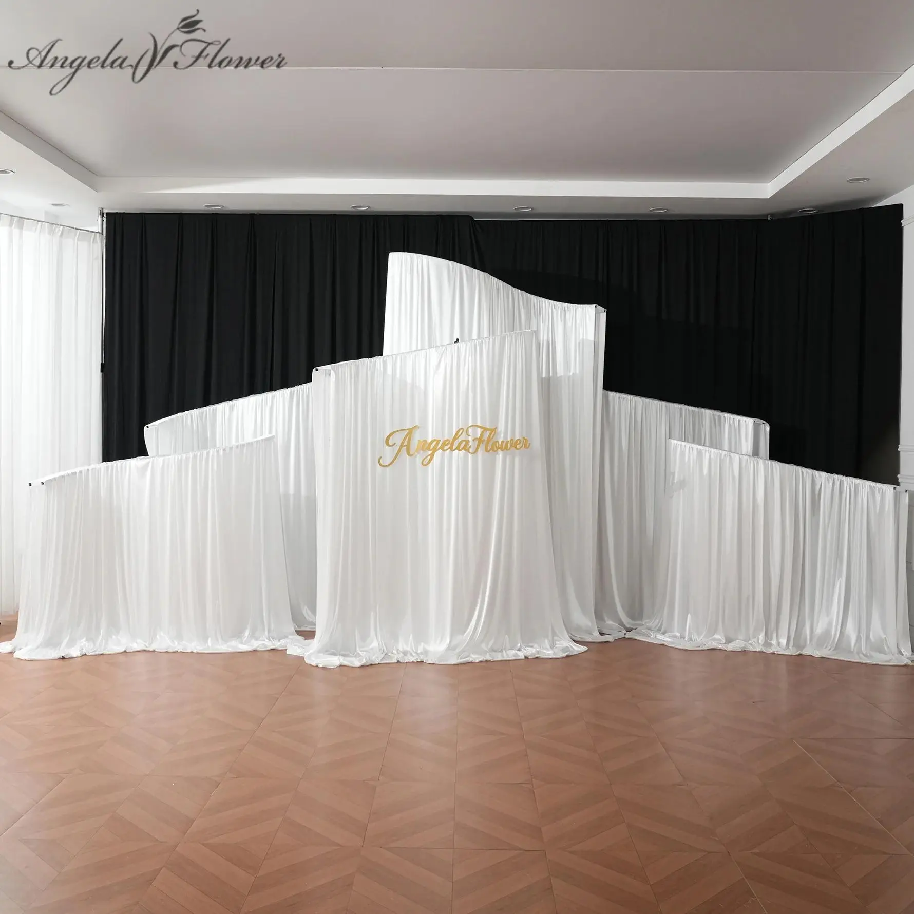 6pcs White Adjustable Metal Wave Shape Arch Wedding Backdrop Party Decor Flower Stand A9176