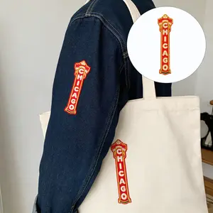 Chicago Power Classic Embroidery Embroidered Patch, Back Adhesive Iron-On, Embroidery Design Suitable for Clothes Jackets Hats Accessories, Durable Fabric Repair Kit