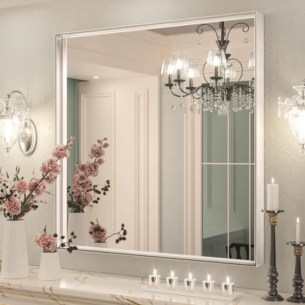 Keonjinn Brushed Nickel Mirror Makeup