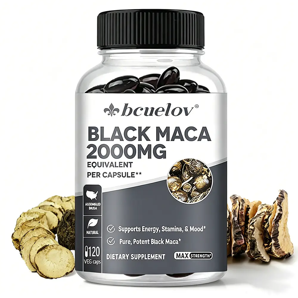 Bcuelov Premium Black Maca Supplement - Daily Vitality Formula for Focus, Steady Energy & Resilience, 60-Day Supply