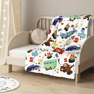 Soft Comfortable Funny Throw Blanket Cartoon Car Pattern Blanket,1 Count And Air-conditioned Room Throw,Warm Nap For Home,Office & Valentine's Day Gift