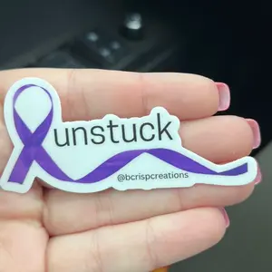 Domestic Violence Awareness Sticker, "Unstuck" DV Awareness Ribbon Sticker