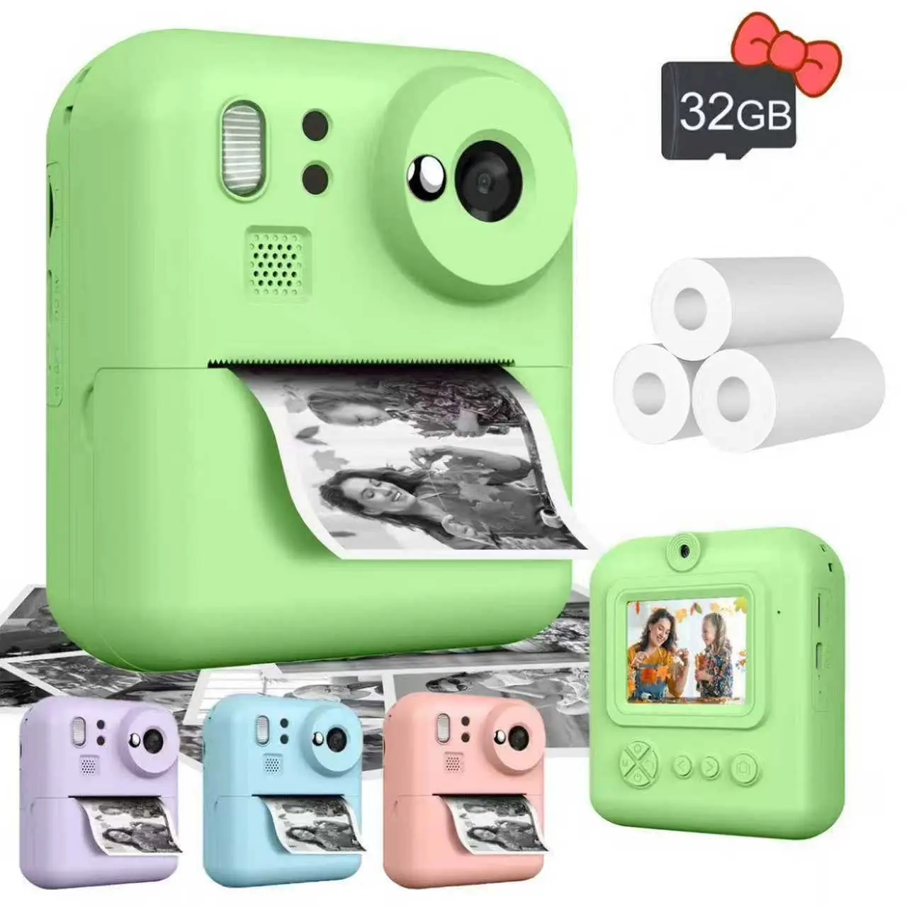 Instant Print Camera with Zero Ink Technology, 8x Zoom Portable ...