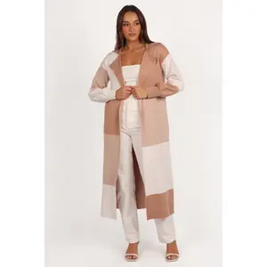 Kingston Large Check Long Cardigan - Beige Check