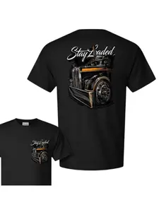 double-sided printed T-shirt with truck pattern, designed for car enthusiasts, perfect for casual wear and retro style lovers.