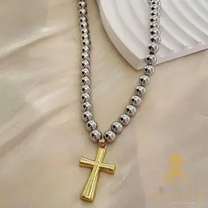 Solid Two-Tone Cross Necklace
